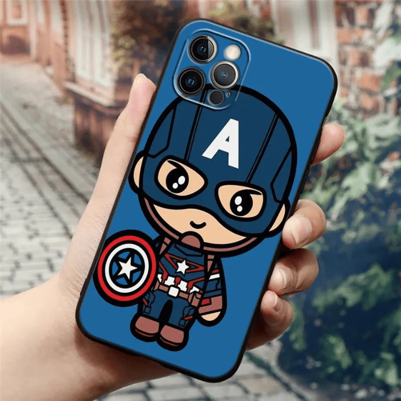 Capinha Iphone Silicone Marvel Cartoons  - Case de Alta Proteção e Resistência