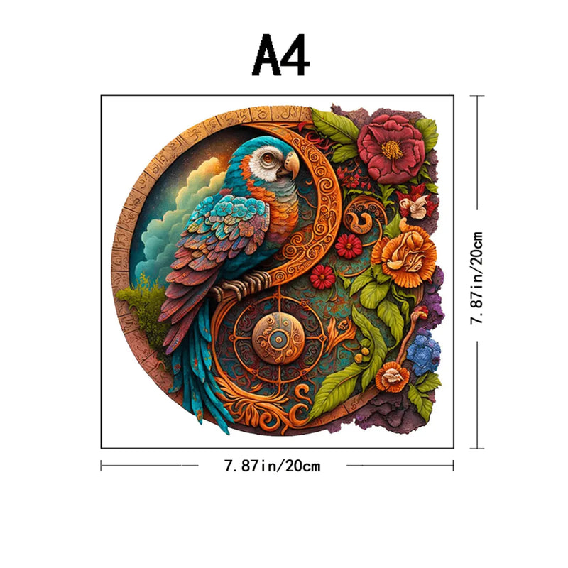 Quebra-Cabeça de Madeira Inova WOOD PUZZLE - Arara Colorida | Diversão com Diversos Benefícios para Crianças e Idosos