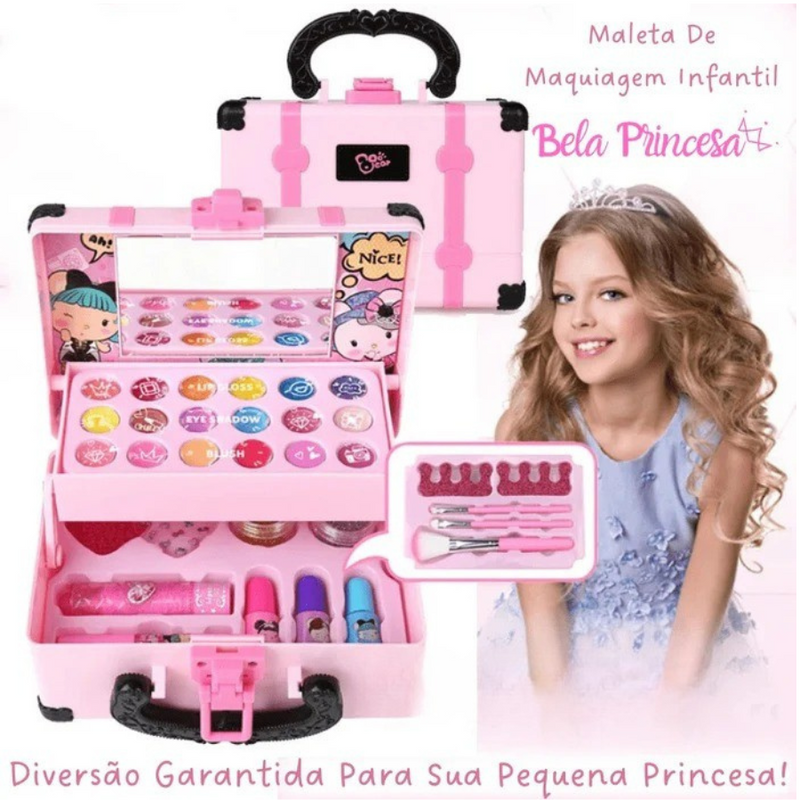 Maleta de Maquiagem para Meninas com 33 Peças Incríveis BELA PRINCESA