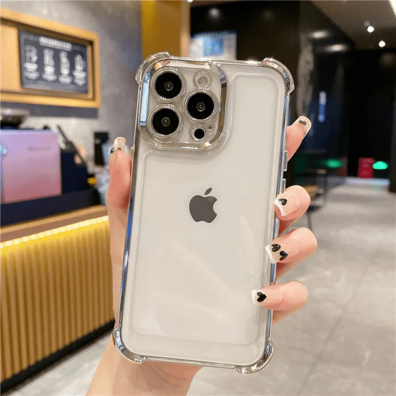 Capinha de Celular para Iphone Translucida Metálica Anti-impacto com Proteção 360º