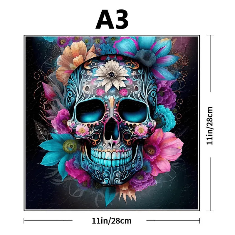 Quebra-Cabeça De Madeira Inova WOOD PUZZLE - Caveira Mexicana | Diversão Com Diversos Benefícios Para Crianças e Idosos