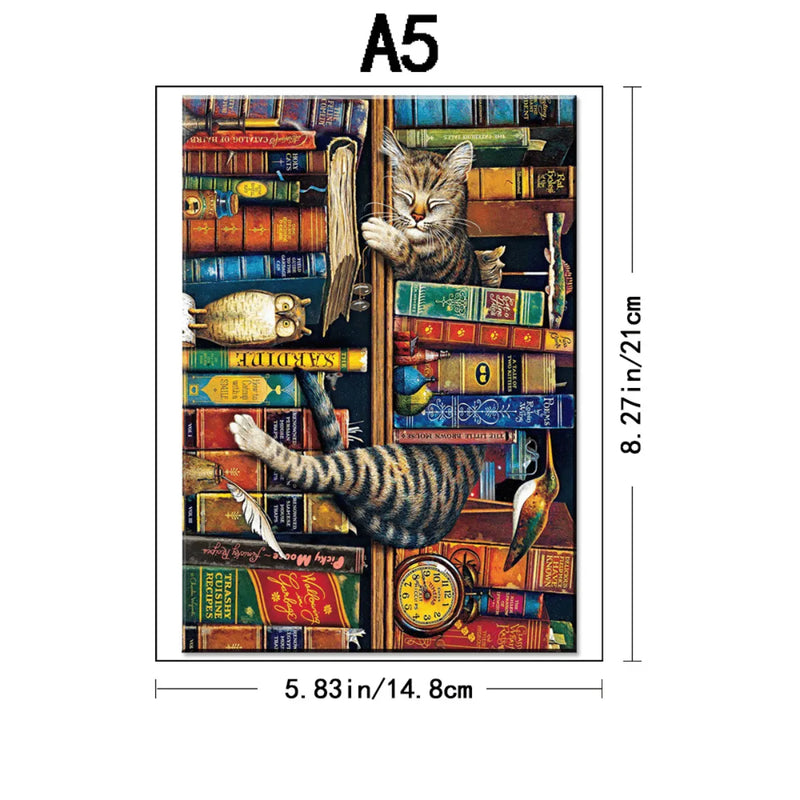Quebra-Cabeça de Madeira Inova WOOD PUZZLE - Gato e Livros  | Diversão com Diversos Benefícios