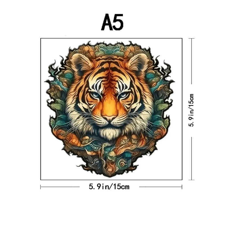 Quebra-Cabeça de Madeira Inova WOOD PUZZLE - Tigre da Floresta | Diversão com Diversos Benefícios para Crianças e Idosos