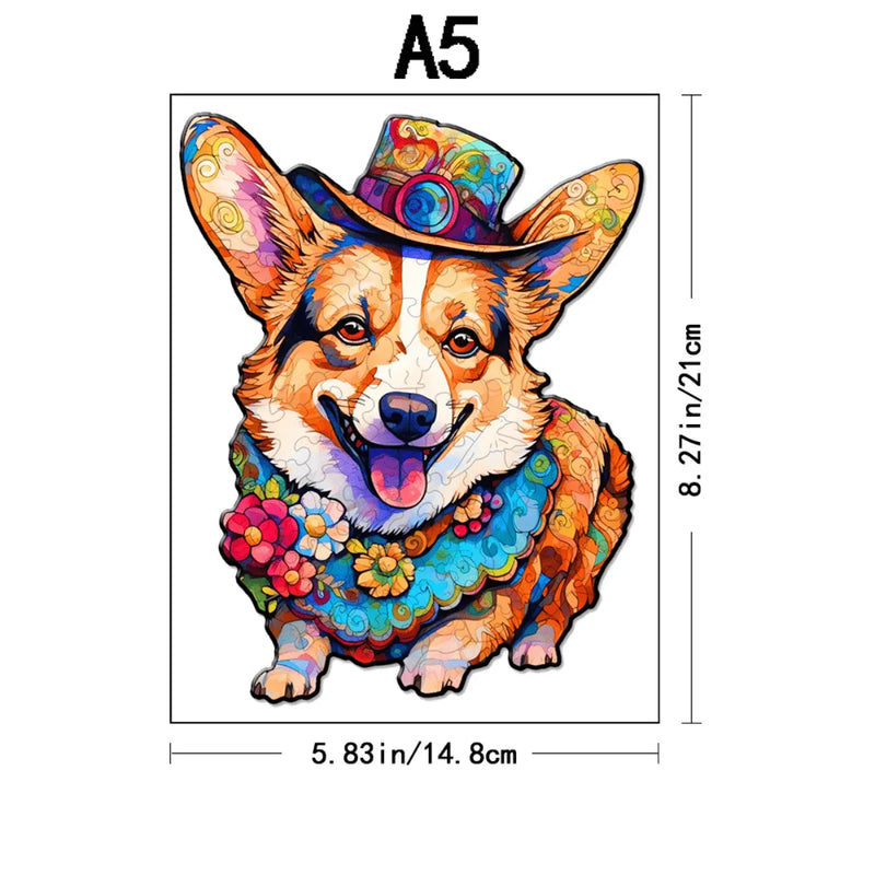 Quebra-Cabeça de Madeira Inova WOOD PUZZLE - Cachorro de Chapéu | Diversão com Diversos Benefícios