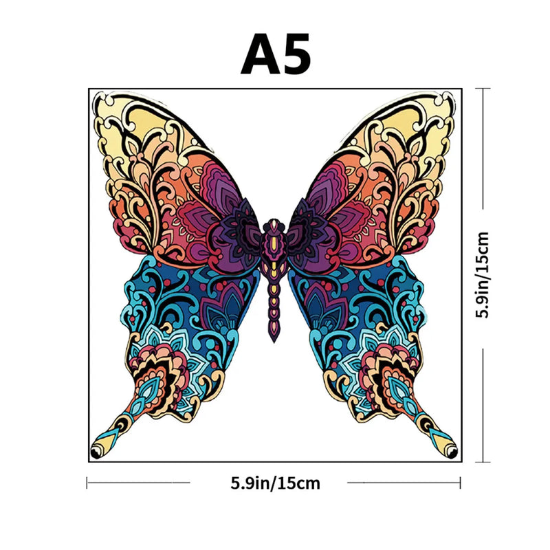 Quebra-Cabeça de Madeira Inova WOOD PUZZLE - Borboleta Vibrante  | Diversão com Diversos Benefícios para Crianças e Idosos
