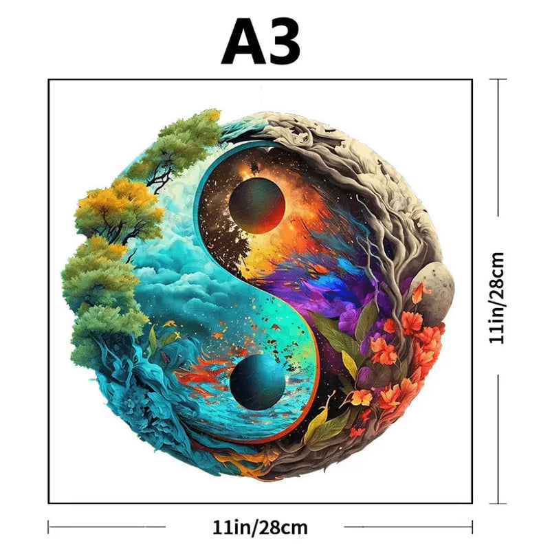 Quebra-Cabeça De Madeira Inova WOOD PUZZLE - Yin-Yang do Universo | Diversão Com Diversos Benefícios
