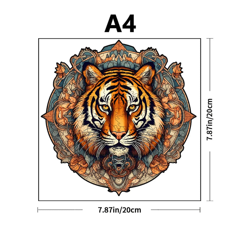 Quebra-Cabeça de Madeira Inova WOOD PUZZLE - Tigre Abstrato | Diversão com Diversos Benefícios