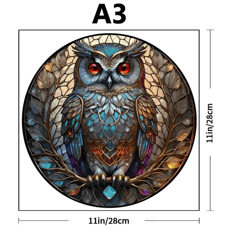 Quebra-Cabeça De Madeira Inova WOOD PUZZLE - Coruja Em Vitral | Diversão Com Diversos Benefícios Para Crianças e Idosos