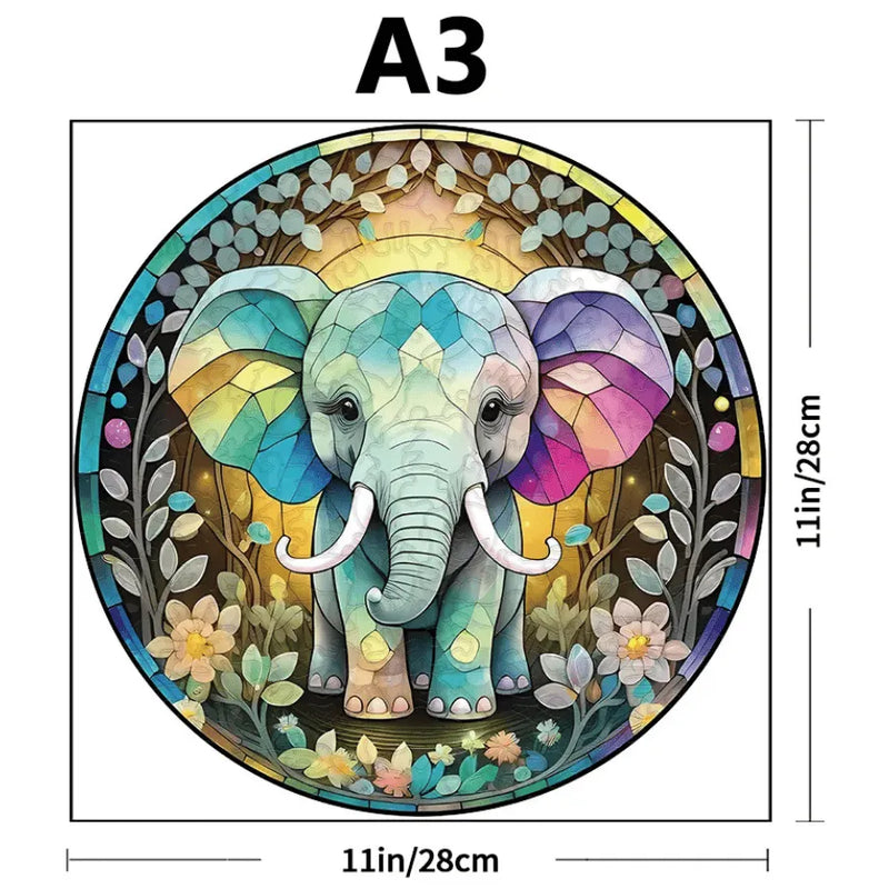 Quebra-Cabeça De Madeira Inova WOOD PUZZLE - Elefante Em Cristal | Diversão Com Diversos Benefícios Para Crianças e Idosos