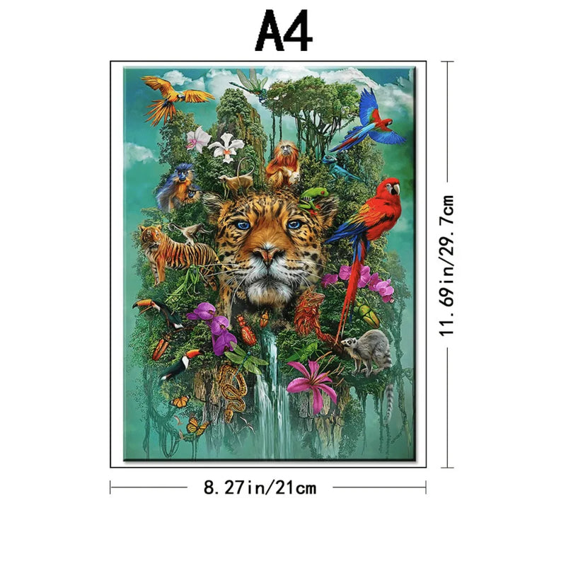 Quebra-Cabeça de Madeira Inova WOOD PUZZLE - Leopardo e Árvore | Diversão com Diversos Benefícios