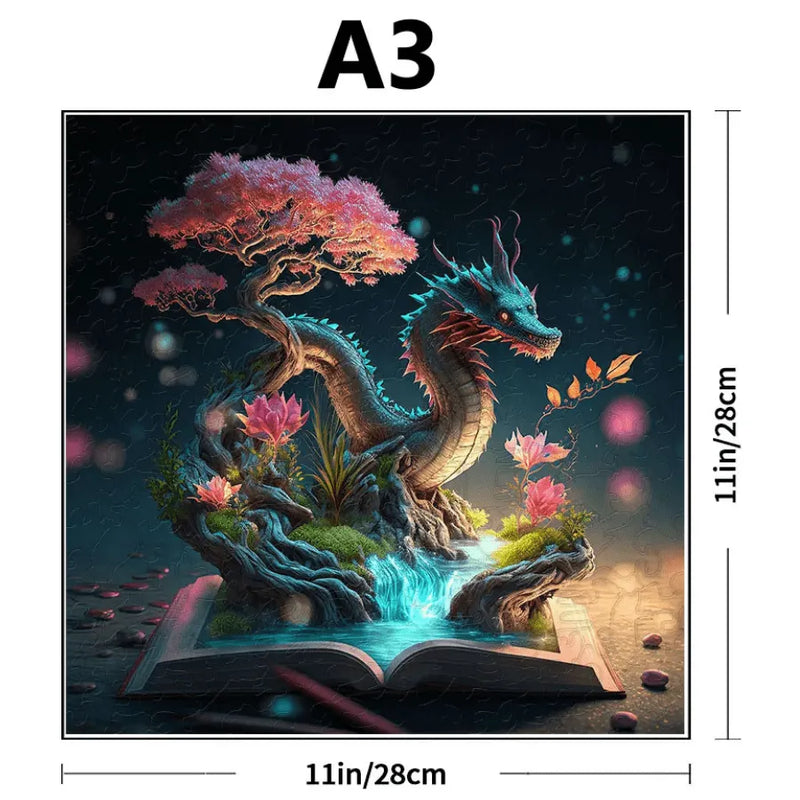 Quebra-Cabeça De Madeira Inova WOOD PUZZLE - Dragão Encantado | Diversão Com Diversos Benefícios
