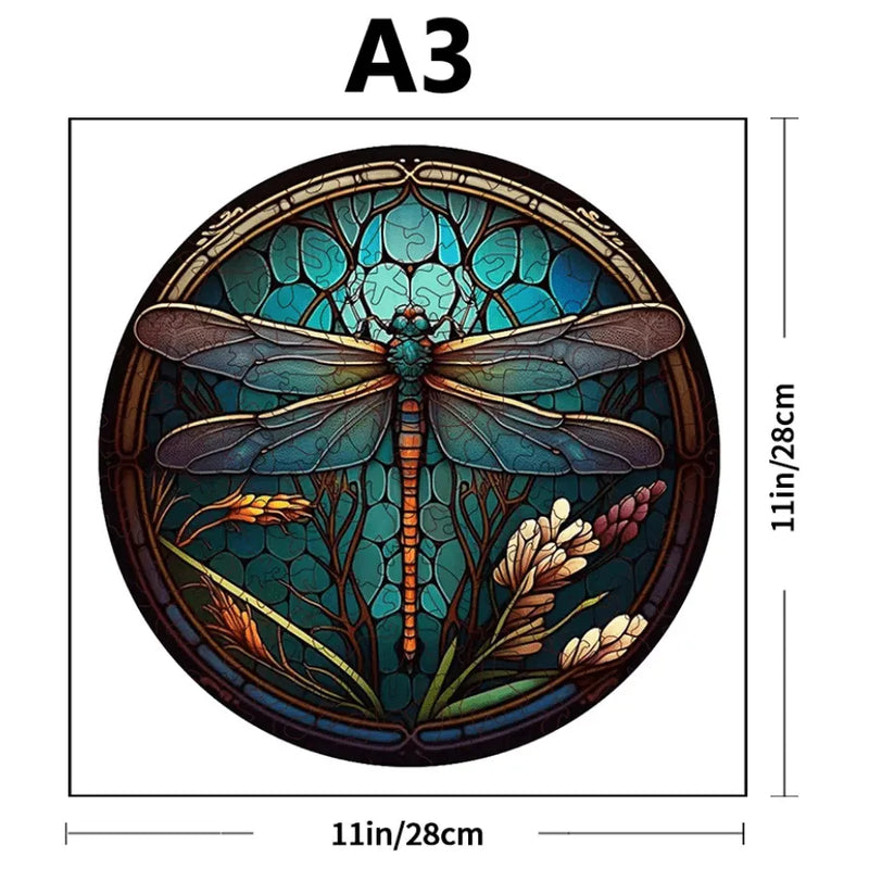 Quebra-Cabeça De Madeira Inova WOOD PUZZLE - Libélula Mandala | Diversão Com Diversos Benefícios Para Crianças e Idosos