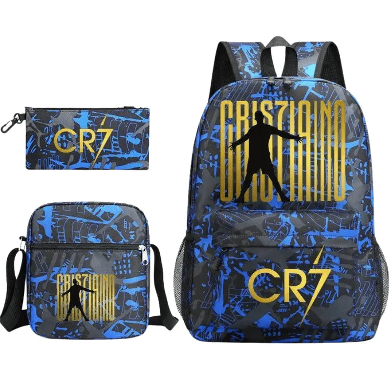 Kit Escolar Infantil Bolsa com Estojo e Lancheira do CR7 Champions