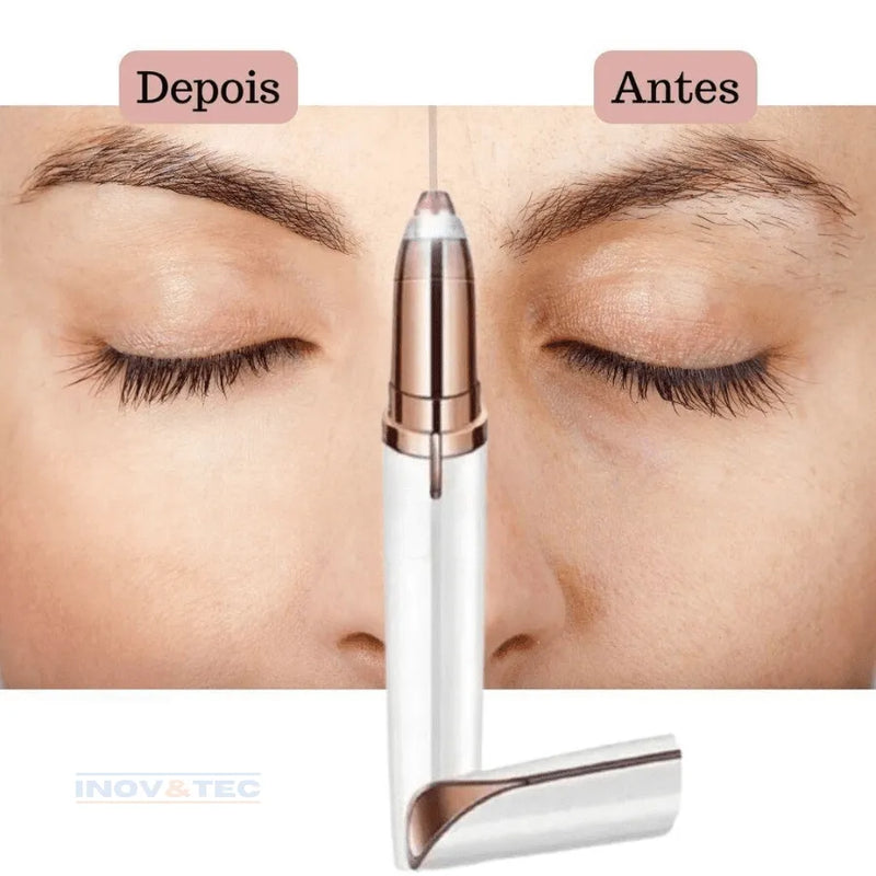Caneta Depiladora de Sobrancelha e Pelos Faciais Indolor | BRINDE Stencil Para Maquiagem Perfeita e Resultado De Salão em Segundos!