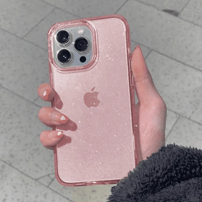 Capinha de Celular Traslúcida Brilhante Anti-Impacto para Iphone Glow Shine Glitter