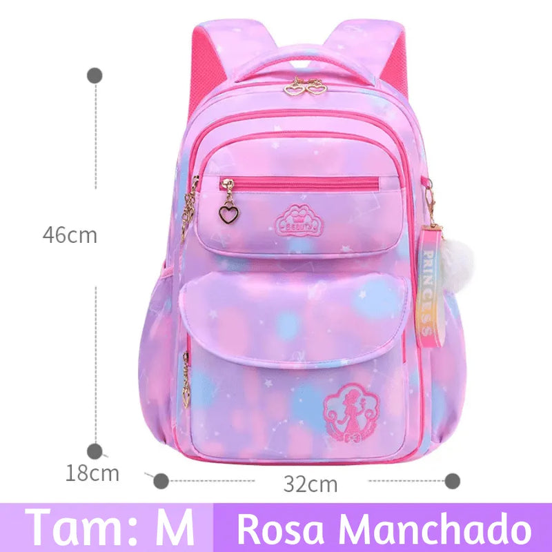 Mochila Infantil Princesa Pink - Otopédica, Leve e Resistente, Impermeável e Alta Capacidade