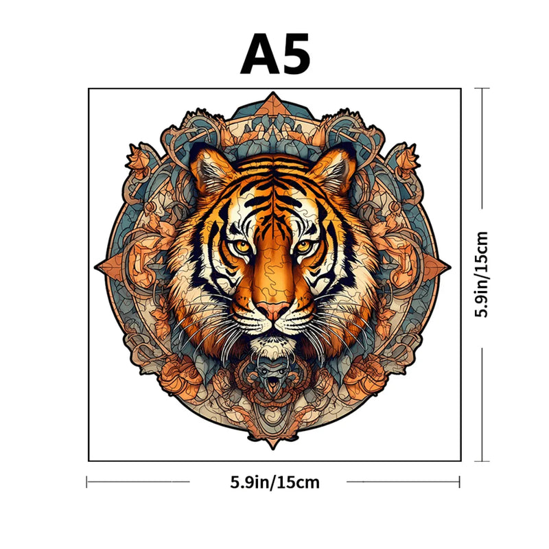 Quebra-Cabeça de Madeira Inova WOOD PUZZLE - Tigre Abstrato | Diversão com Diversos Benefícios