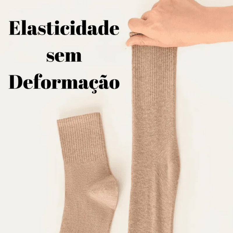 Meias de Algodão Peruano Penteado Cano Médio | Queima De Estoque 50% OFF + FRETE GRÁTIS