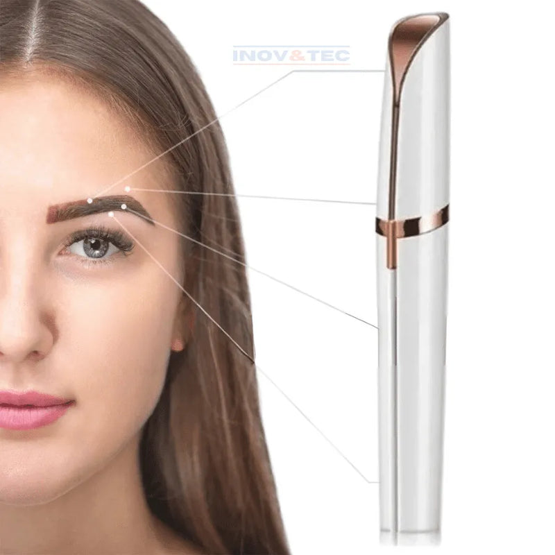 Caneta Depiladora de Sobrancelha e Pelos Faciais Indolor | BRINDE Stencil Para Maquiagem Perfeita e Resultado De Salão em Segundos!