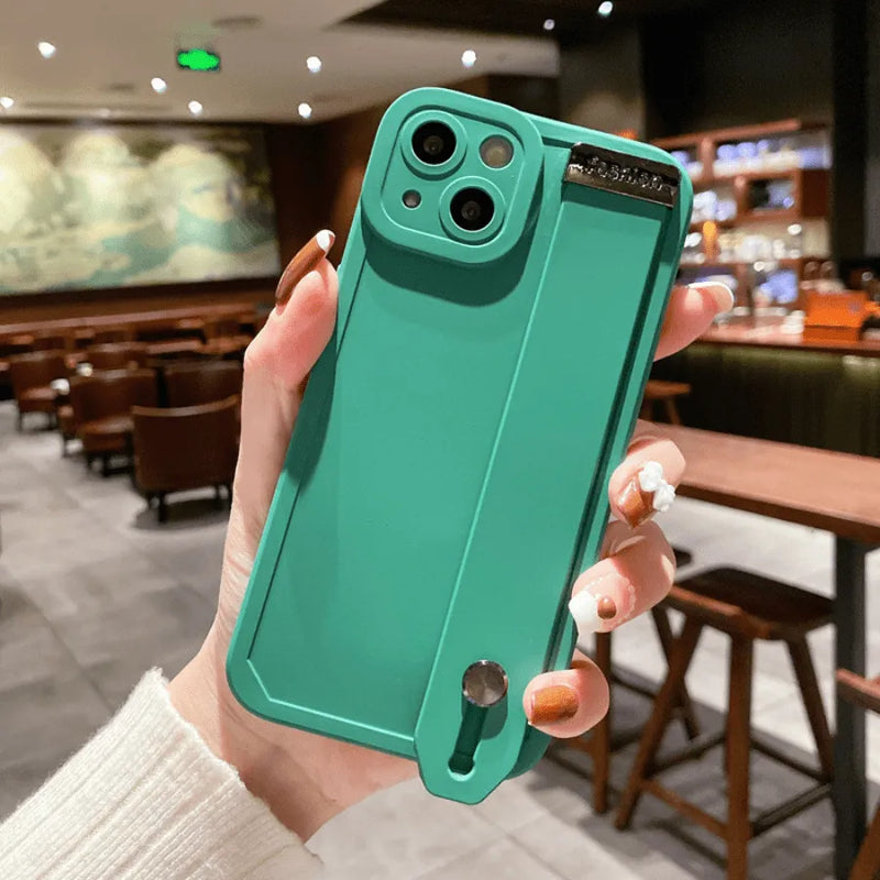 Capinha Iphone de Silicone Com Apoio Anti-Queda e Detalhe Metalizado - Case De Alta Proteção e Resistência