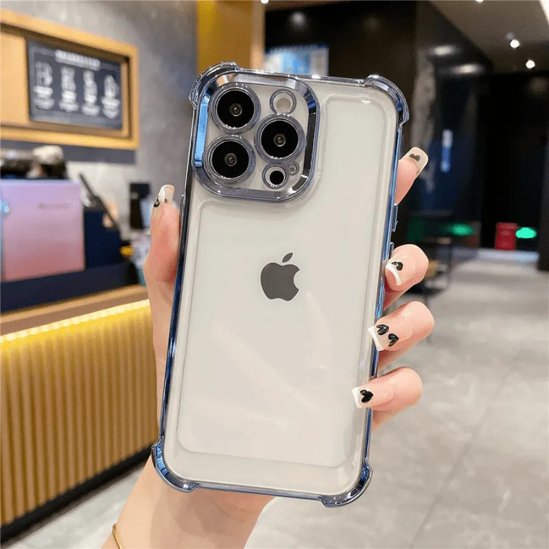 Capinha de Celular para Iphone Translucida Metálica Anti-impacto com Proteção 360º