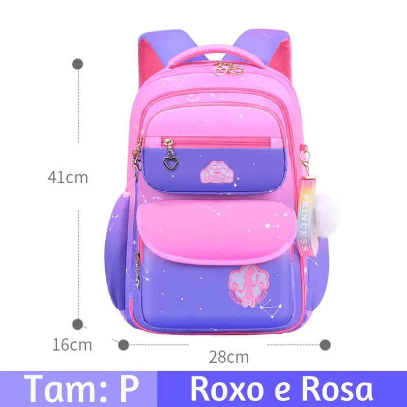 Mochila Infantil Princesa Pink - Otopédica, Leve e Resistente, Impermeável e Alta Capacidade