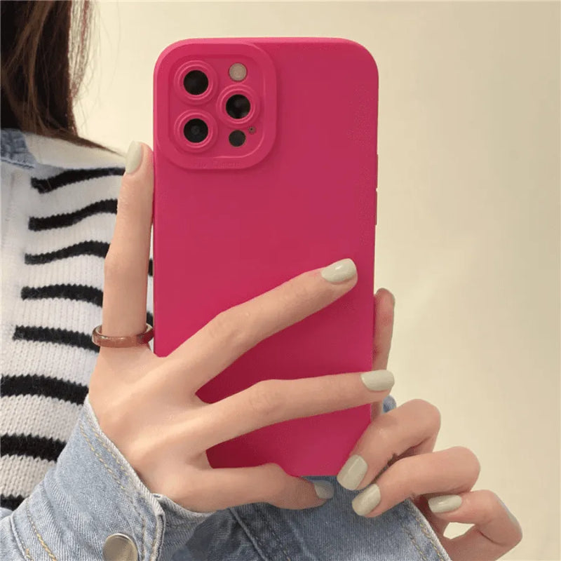 Capinha de Celular para IPhone em Silicone com proteção 360º para as lentes da Câmera Matte Anti-Impacto Câmera Pro