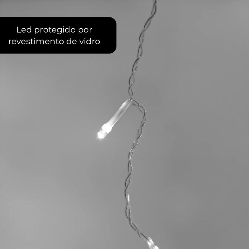 Cortina de Pisca Pisca estilo Cascata 5,5m 200 LEDs Resistentes a Água