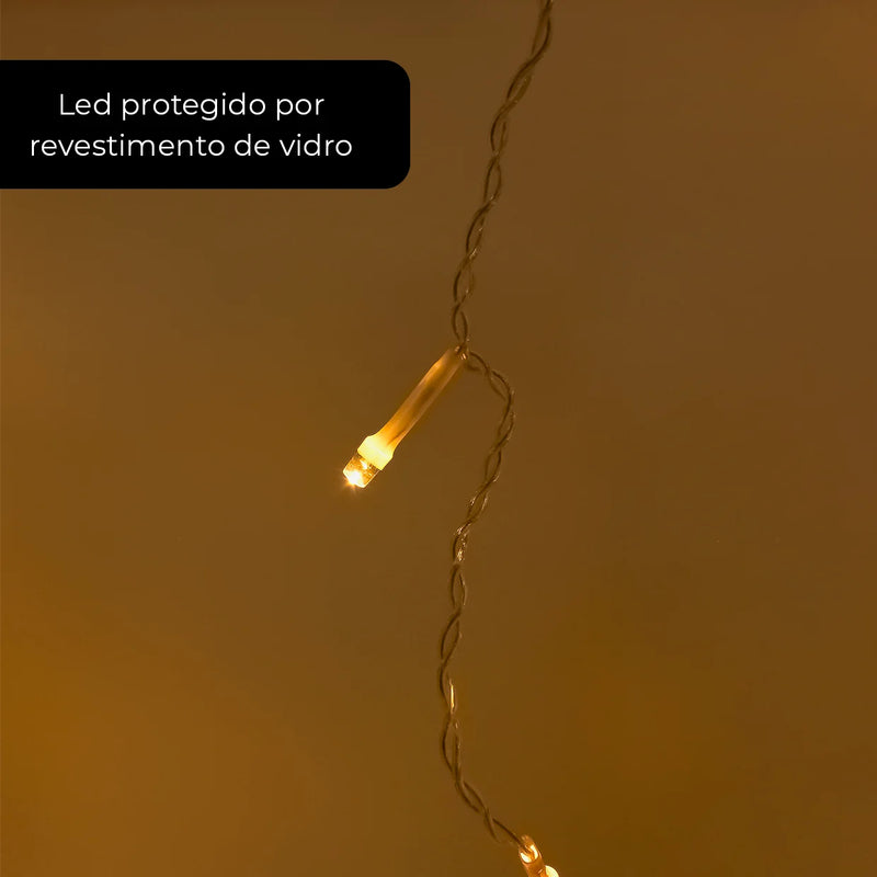 Cortina de Pisca Pisca estilo Cascata 5,5m 200 LEDs Resistentes a Água