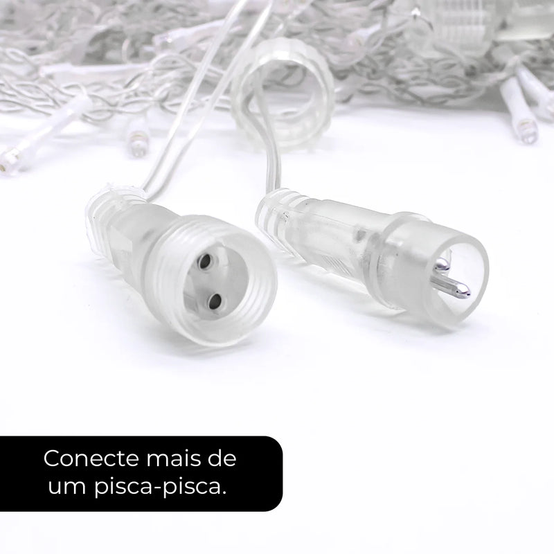 Cortina de Pisca Pisca estilo Cascata 5,5m 200 LEDs Resistentes a Água