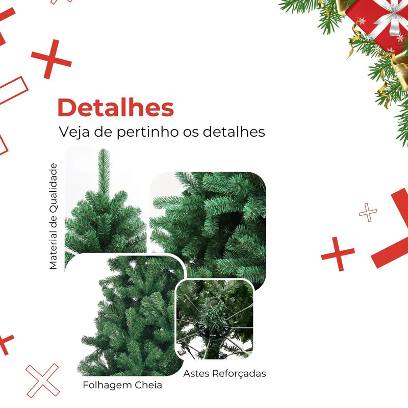 Árvore de Natal Tradicional Verde 180cm com Galhos Flexíveis e Articulados
