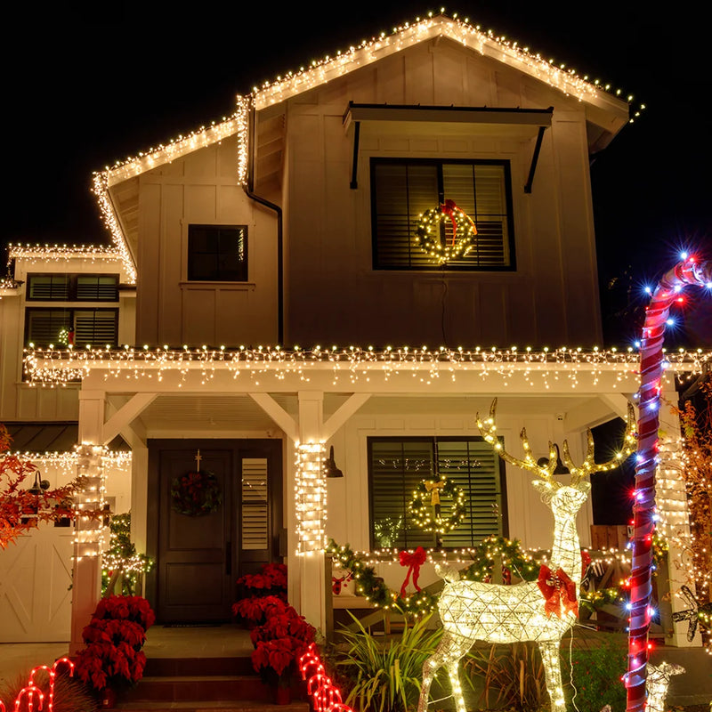 Cortina de Pisca Pisca estilo Cascata 5,5m 200 LEDs Resistentes a Água