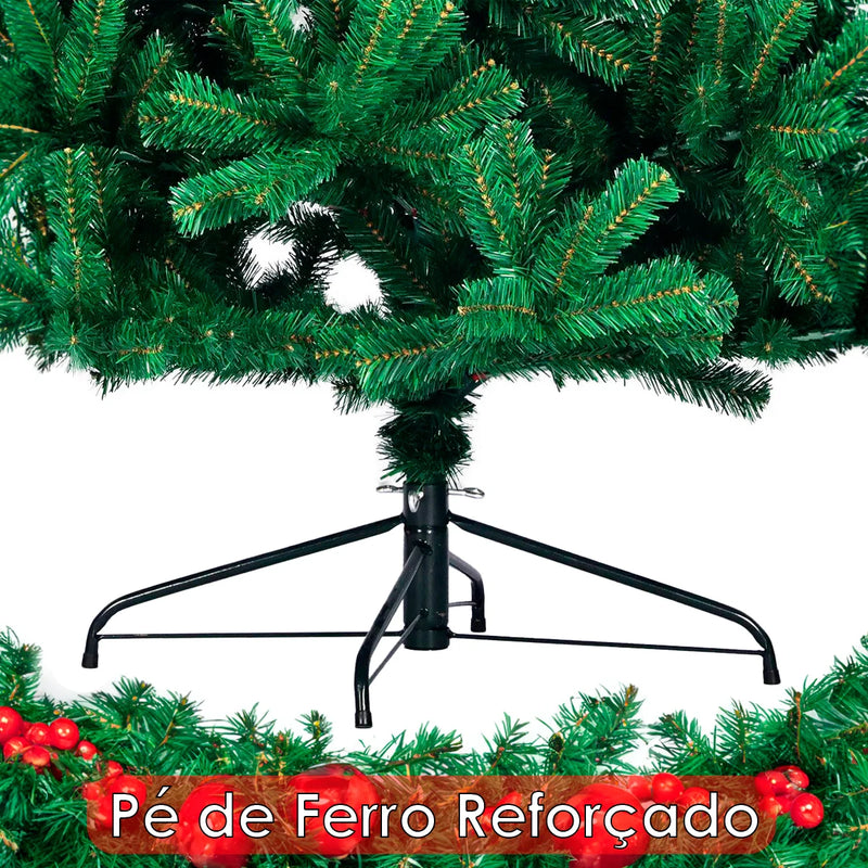 Árvore de Natal Tradicional Verde 180cm com Galhos Flexíveis e Articulados