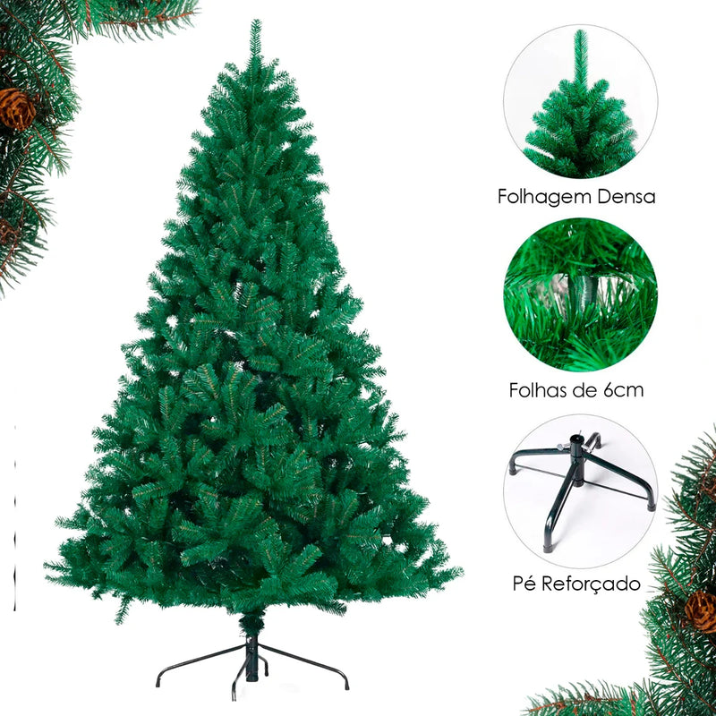 Árvore de Natal Tradicional Verde 180cm com Galhos Flexíveis e Articulados