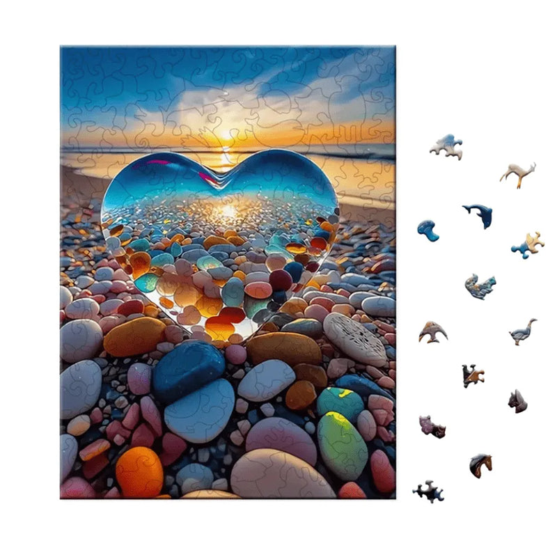 Quebra-Cabeça De Madeira Inova WOOD PUZZLE - Coração do Mar | Diversão Com Diversos Benefícios Para Crianças e Idosos
