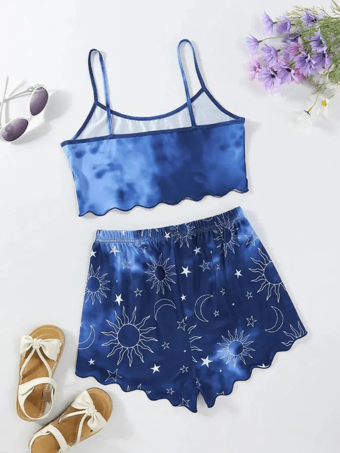 Pijama Feminino Astrologia - Conjunto Top Cropped e Shorts Fresquinho LooseFit | Tecido Super Macio e Confortável