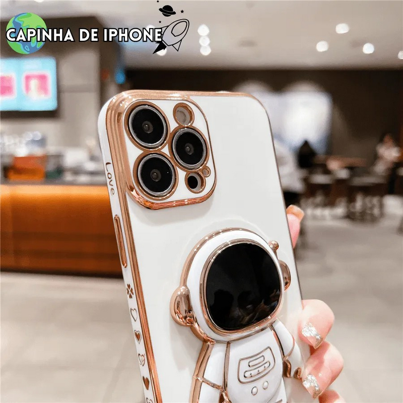 Capinha de Celular para Iphone em Silicone com Apoio e Proteção 360º Sonho de Astronalta