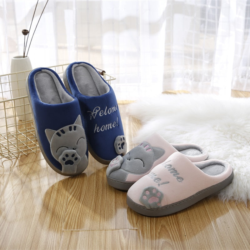 Pantufa Quentinha de Gatinho com Sola Antiderrapante para o Inverno e Dias Frios Welcome Home