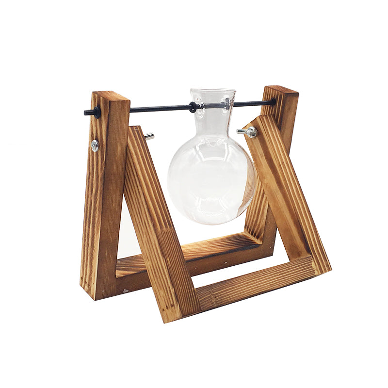 Vasos de Bulbos de Vidro com Suporte de Madeira - Glass Bulb Vase
