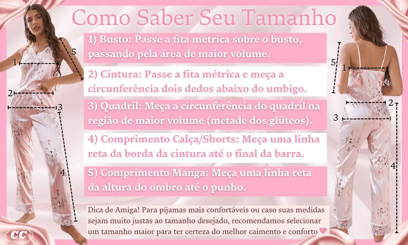 Pijama Feminino LittleHearts - Conjunto Calça e Camisa Em Seda Gelo Premium | Toque De Seda Super Confortável