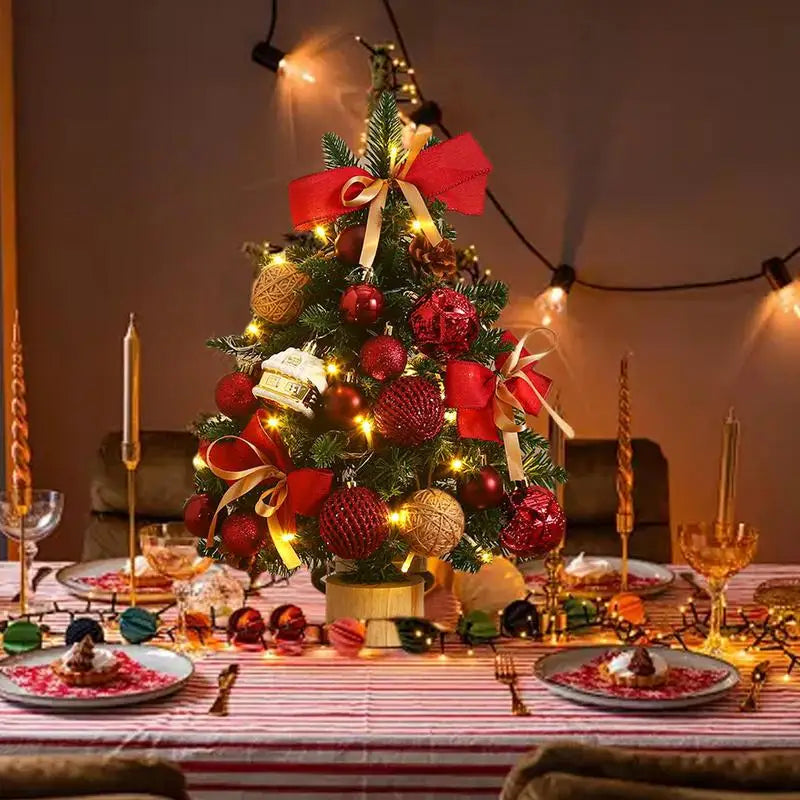 Árvore de Natal Pequena com Luzes LEDs Enfeite para Mesas Natalinas