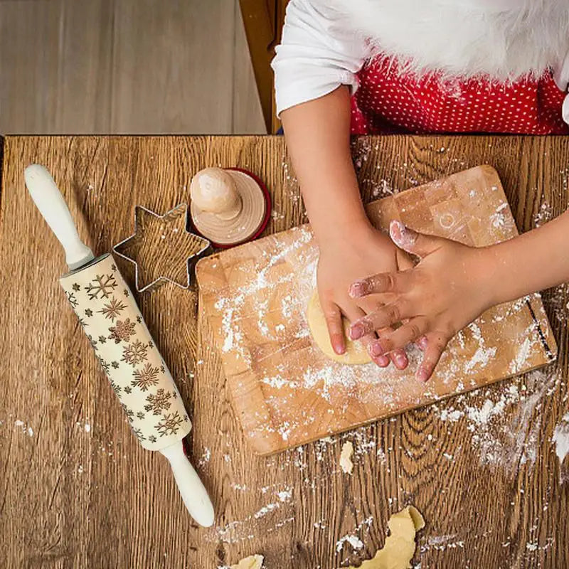 Rolo de Gravação em Madeira para Cozimento Cookie Stamps