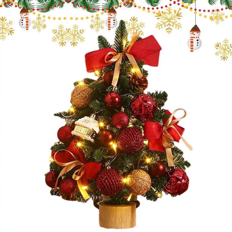 Árvore de Natal Pequena com Luzes LEDs Enfeite para Mesas Natalinas