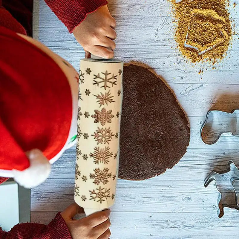 Rolo de Gravação em Madeira para Cozimento Cookie Stamps