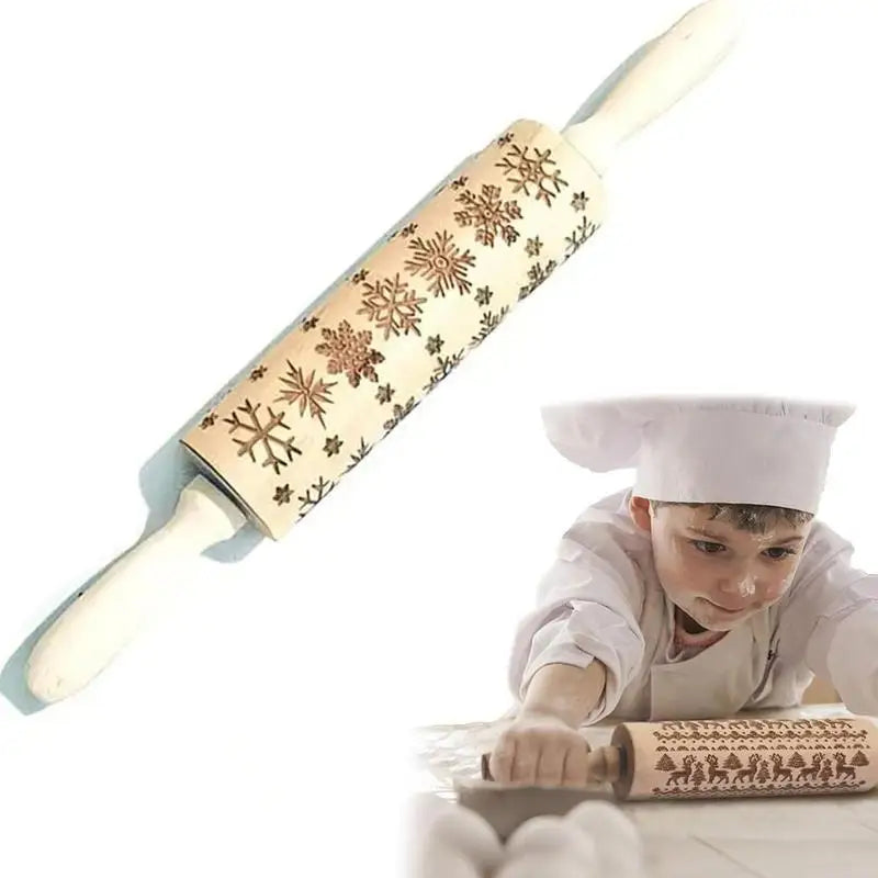 Rolo de Gravação em Madeira para Cozimento Cookie Stamps