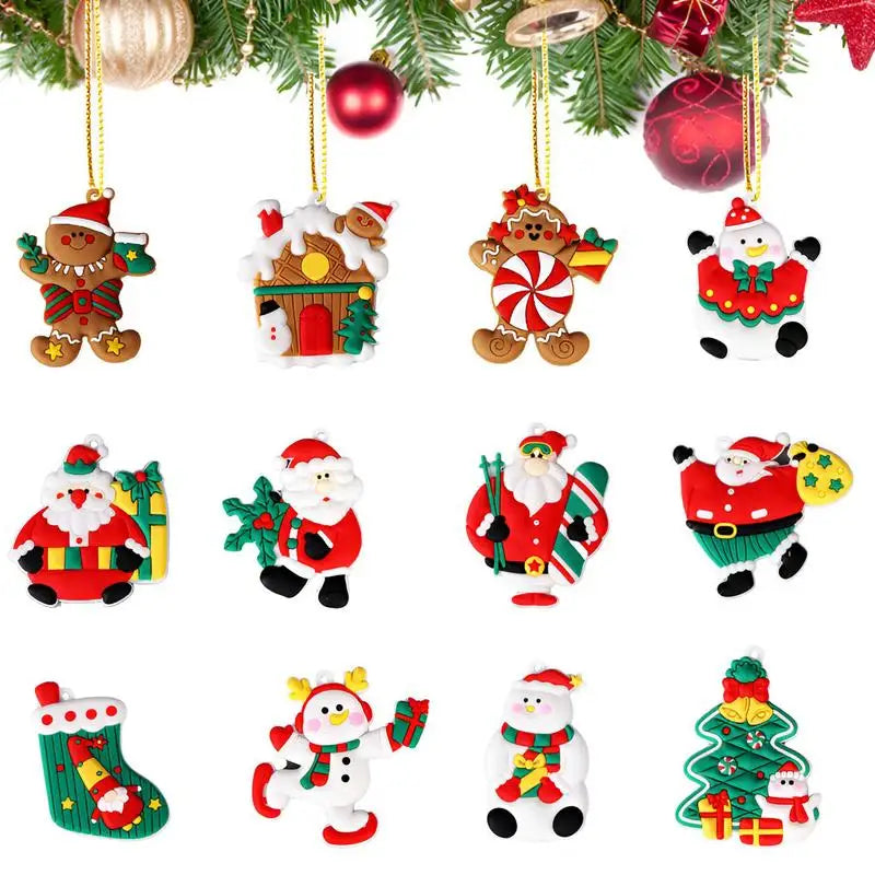 Kit 15 Enfeites para o Natal em PVC Impermeáveis para Pendurar com Corda Homem Biscoito