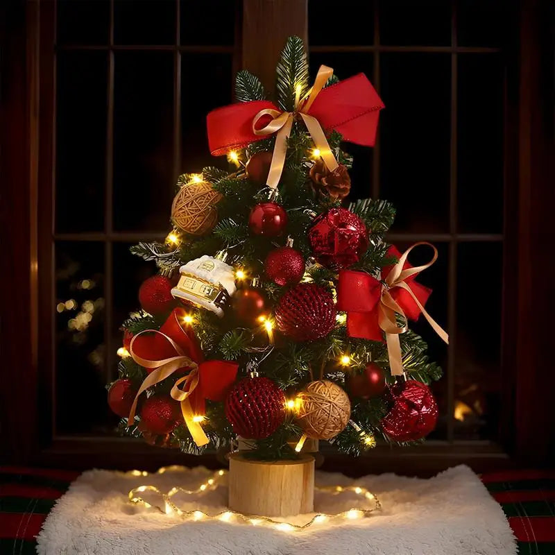 Árvore de Natal Pequena com Luzes LEDs Enfeite para Mesas Natalinas