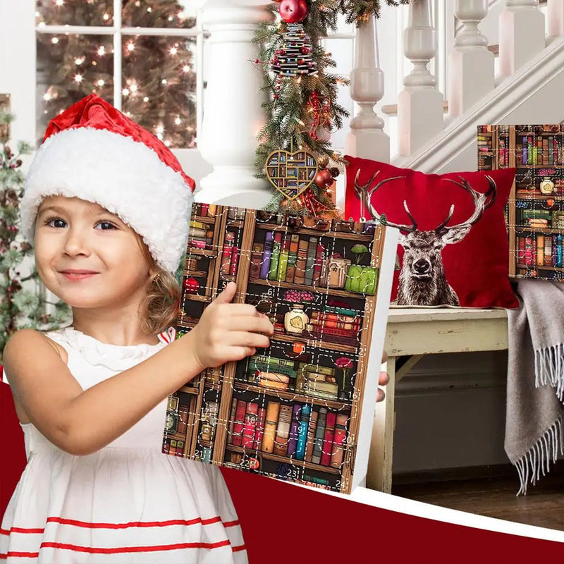 Calendário do Advento de Natal 2D Forma de Árvore de Natal com 24 Peças