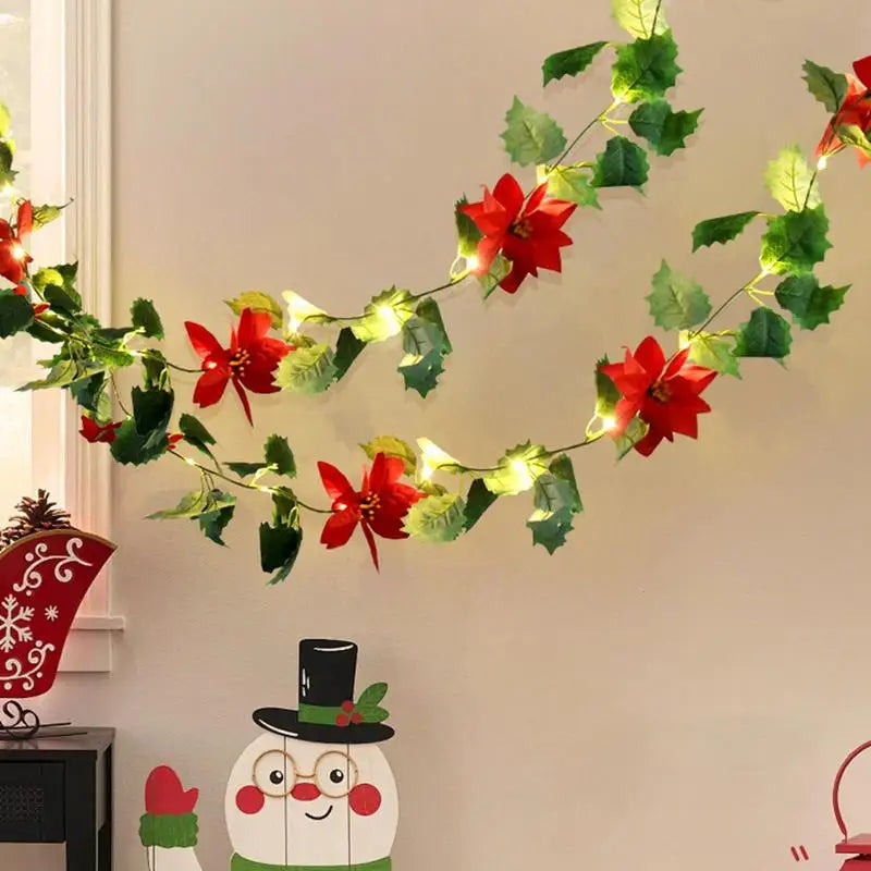 Decoração Artificial Guirlanda de Natal com Luz LED em PVC