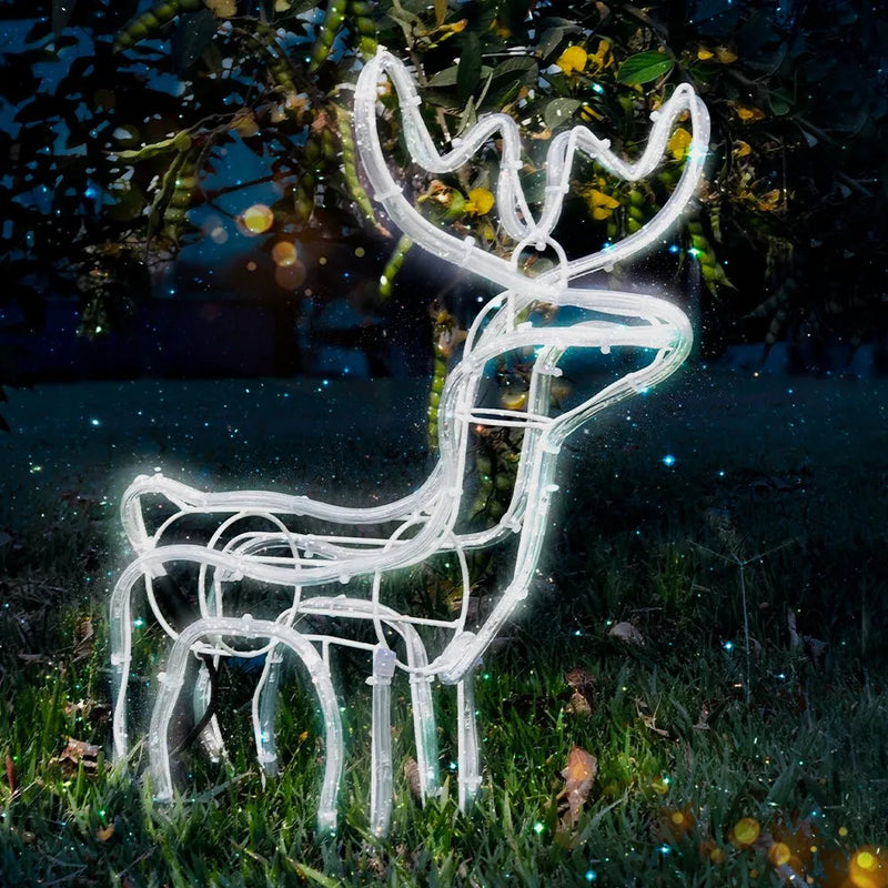 Armação Rena de Natal com 112 LEDs Brancos para Jardim 127v